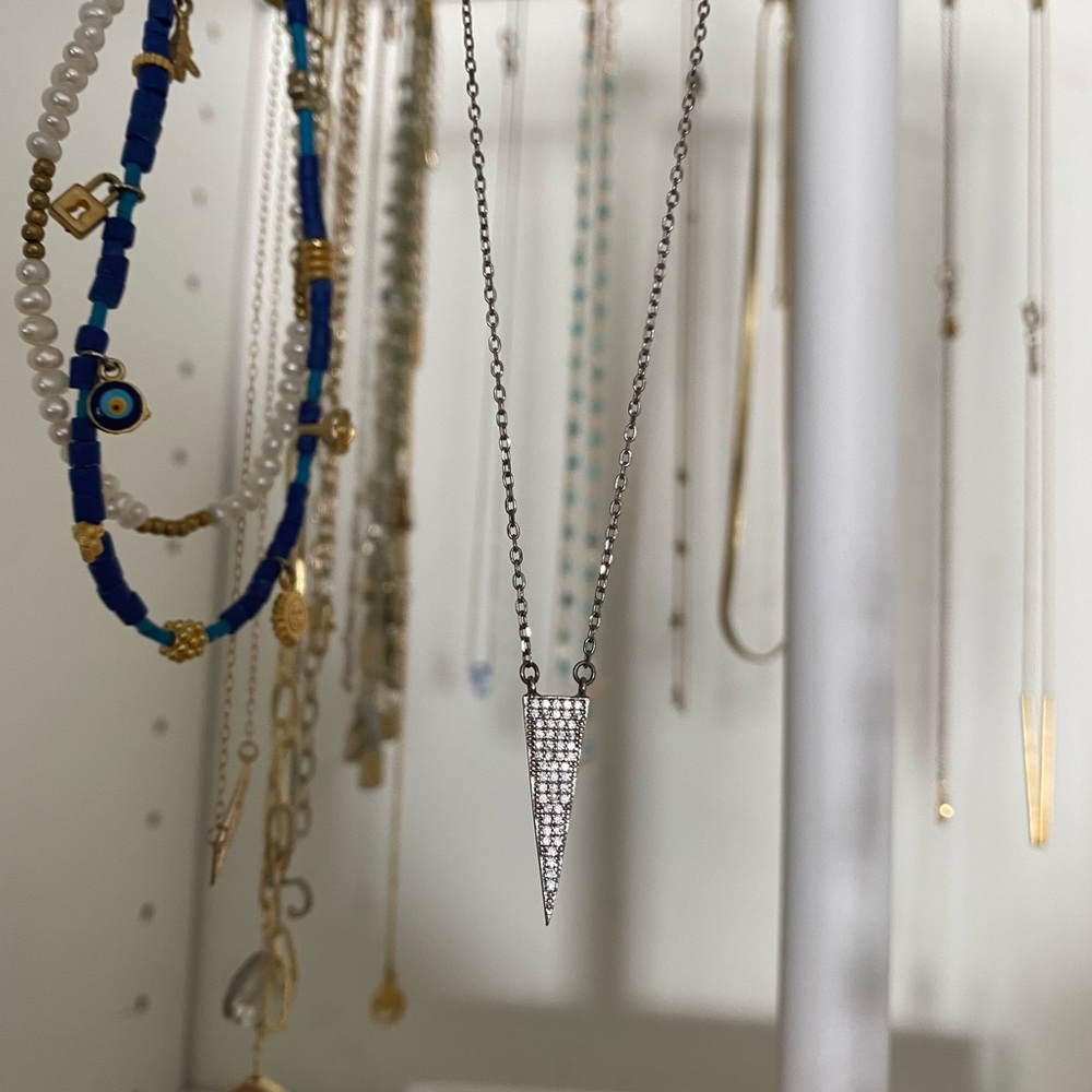 Silver triangle necklace